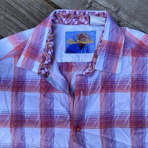 Robert Graham Torres Short Sleeve Egyptian Cotton Shirt Large Patterned